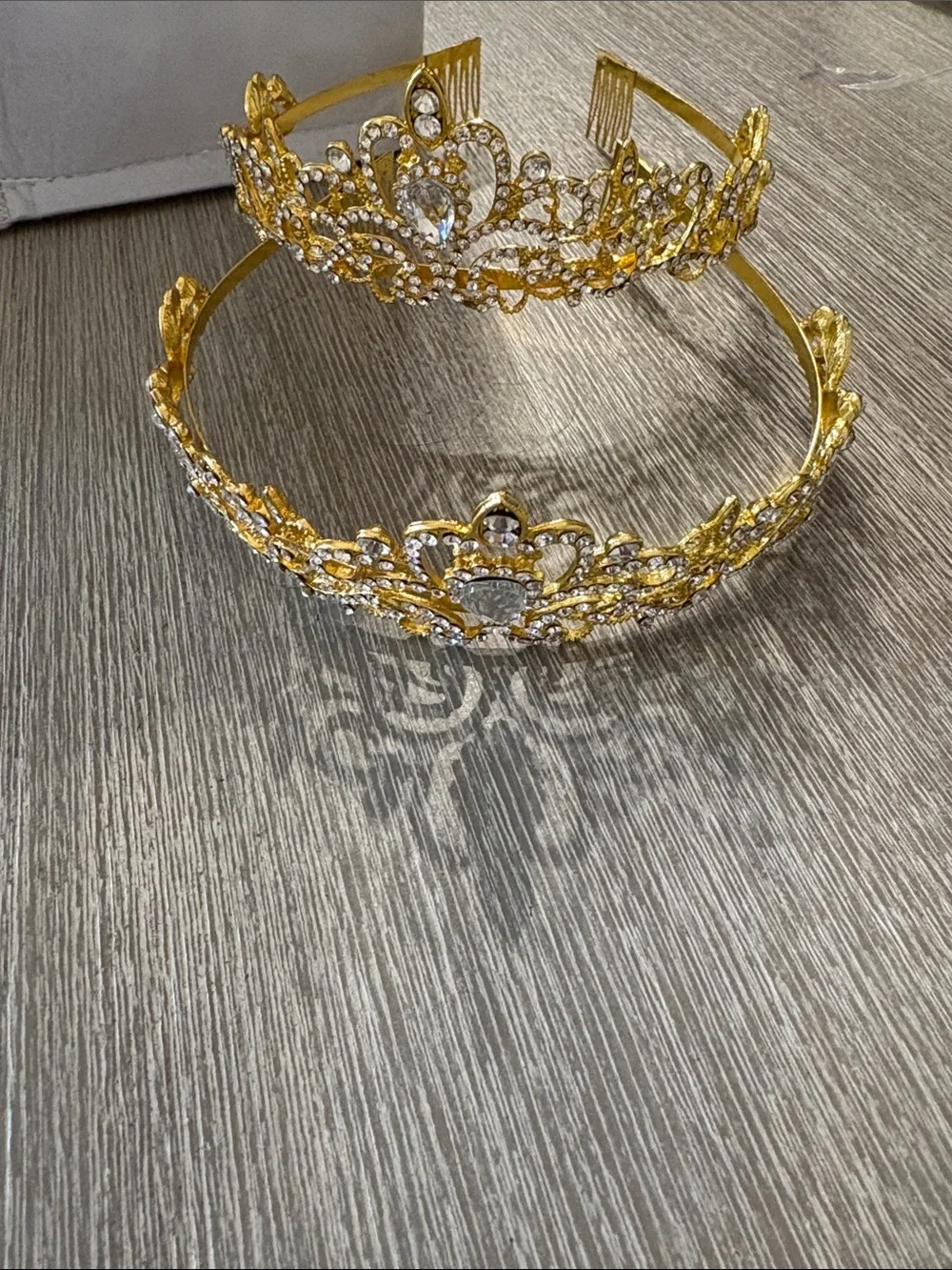 Gold Crystal Decorative Tiara Headband - Women's Hair Accessory